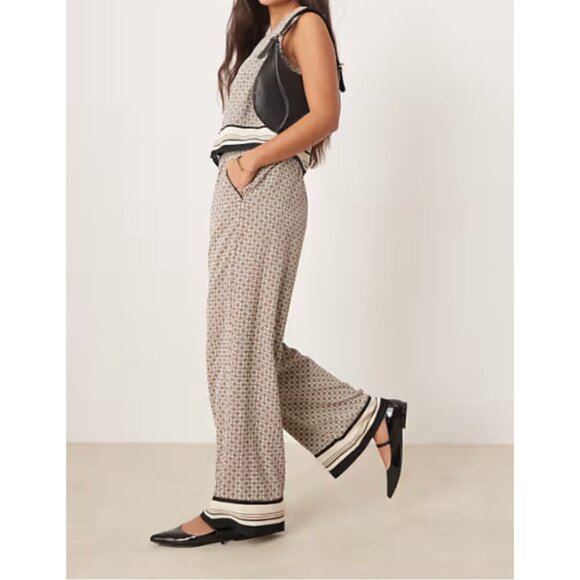 ✨ Abercrombie Fitch Satin Wide Leg Trousers Pull On Pant Brown Beige - Picture 2 of 15